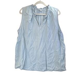 Time And Tru Womens XXXL (22) Light Blue Wash 100% Lyocell V Neck Summer Top